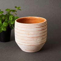 Small Striped Terracotta Pot Set