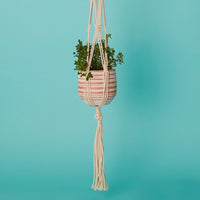 Striped Macrame Terracotta Hanging Pot Set