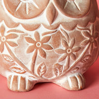 Small Floral Terracotta Owl Pot
