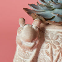 Small Floral Terracotta Snail Pot
