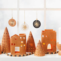 Terracotta Holiday Lights Tree Lantern Set
