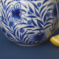 Blue Floral Ceramic Coffee Tea Mug