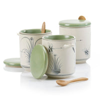 Vintage Dragon Fly Small Canister Set with Wood Spoons