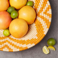 Extra Large Orange Flower Raffia Woven Fruit Bread Decorative Bowl