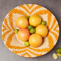 Bright Solid Colors Raffia Woven Fruit Bread Decorative Bowls Set