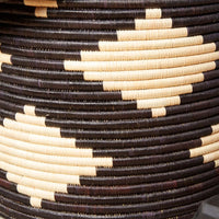 19" Small Black Diamond Woven Storage Hooded Lid Basket