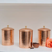 Kitchen Storage, Container for Sugar, Flour, Coffee & Tea, Food Storage Canisters, Countertop Storage, Container with Lid, Copper Kitchen Accessories, Pure Copper Canisters, Small