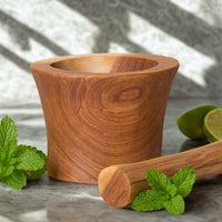 Mortar Pestle Set - Hand Carved Olive Wood, Kitchen Tools, Wooden Muddler Masher for Cocktails, Herb Spice Grinder, Pill Crusher, Ginger Garlic Paste, Pesto, Mofongo, Salsa, Guacamole
