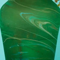 Hebron Glass Green Swirls Pot Vase