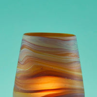 Hebron Glass Small Blue Swirls Tealight Holder