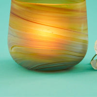 Hebron Glass Mini Blue Swirls Tealight Holder