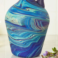 Hebron Glass Blue Swirls Water Pitcher