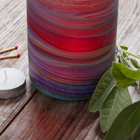 Hebron Glass Small Red Swirls Tealight Holder