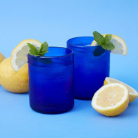 Hebron Glass Blue Water Pitcher Glasses Set