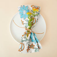 Lotus Vine Block Print Napkin Set