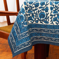 Indigo Vine Block Print 90 x 60 Rectangle Tablecloth
