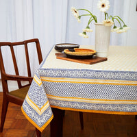 Yellow Blue Motif 90 x 60 Rectangle Tablecloth