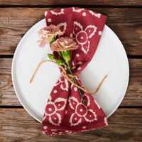 Burgundy Block Print Napkin Set