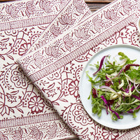 Cranberry Vine Block Print 72 x 14 Table Runner