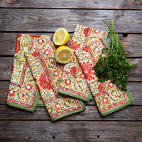 Orange Sunflower Block Print Napkin Set