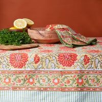 Orange Sunflower Block Print Napkin Set