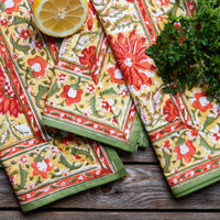 Orange Sunflower Block Print Napkin Set