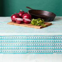 Light Blue Stripe Block Print 60 x 90 Rectangle Tablecloth