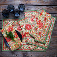 Orange Sunflower Block Print Placemat Set