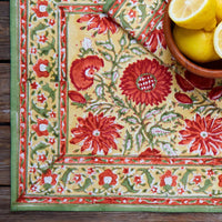 Orange Sunflower Block Print Placemat Set