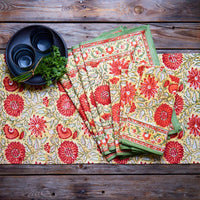 Orange Sunflower Block Print Table Runner