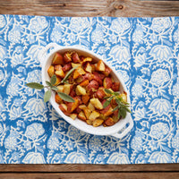 Blue Floral Block Print Table Runner