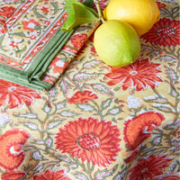 Orange Sunflower Block Print 70" Round Tablecloth