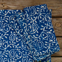 Indigo Paisley Vine Resist Block Print Napkin Set