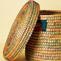 20" Medium Storage Rainbow Grass Lid Basket