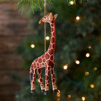 Painted Wood Giraffe Christmas Ornament