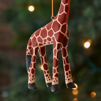 Painted Wood Giraffe Christmas Ornament