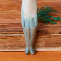 Painted Wood Sitting Alligator Sculpture