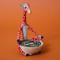 Painted Wood Giraffe Keys Paper Clips Ring Dish