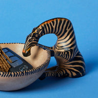 Painted Wood Zebra Keys Paper Clips Ring Dish