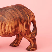Seared Wood Large Rhino Sculpture