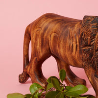 Seared Wood Large Lion Sculpture