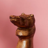 Seared Wood Alligator Sitting Sculpture