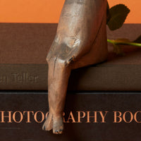 Painted Wood Sitting Elephant Sculpture