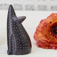 Kisii Stone Black Cat Mouse Figurine Set