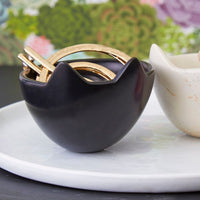 Kisii Stone Black Cat White Cat Ring Paper Clips Dish Set