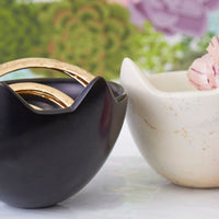 Kisii Stone Black Cat White Cat Ring Paper Clips Dish Set