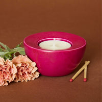 Kisii Stone Pink Orange Tealight Holder Set