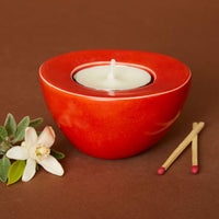 Kisii Stone Pink Orange Tealight Holder Set