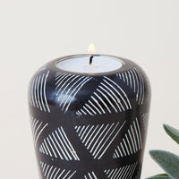 Kisii Stone Black 2 in 1 Candle Holder