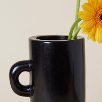 Kisii Stone Tall Black Cylinder Vase Succulent Pot